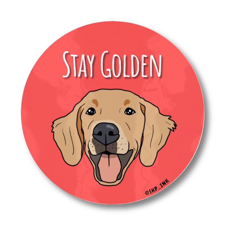 Stay Golden | Vinyl-Aufkleber mit Golden-Retriever-Hund, 2 Zoll für den Großhandel von SKP ink