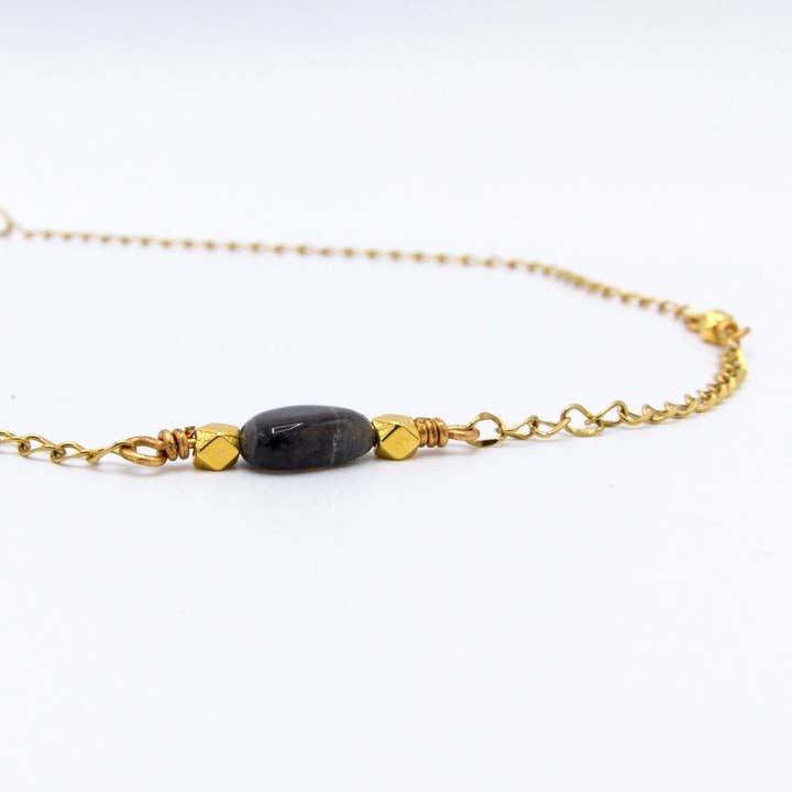 Collier en labradorite et acier inoxydable, Miranda pour la vente par FolieSucree