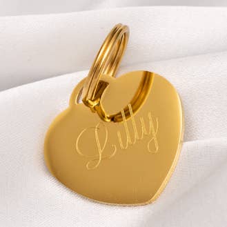 Hundepenning hjerte guld med navn - Lilly for engroshandel hos The Dog Musthaves