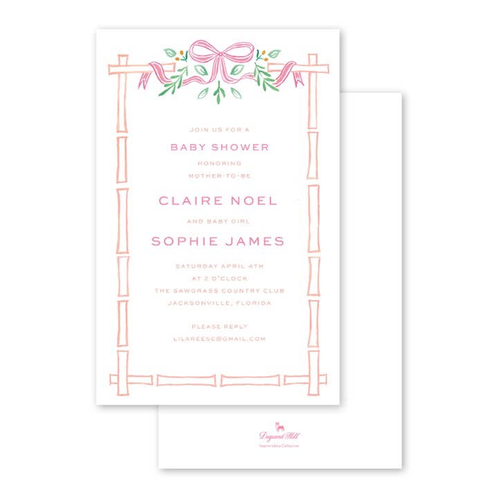 Bamboo Bloom Coral Bulk Invitation for wholesale by Dogwood Hill