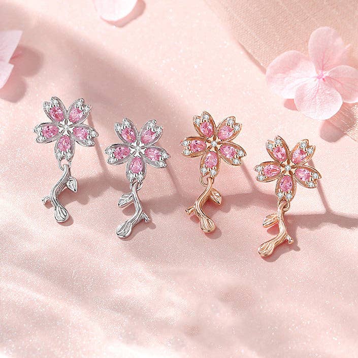 Rosa Cherry Blossom Stud örhängen i 925 Sterling Silver för wholesale av Perimade & Co. LLC