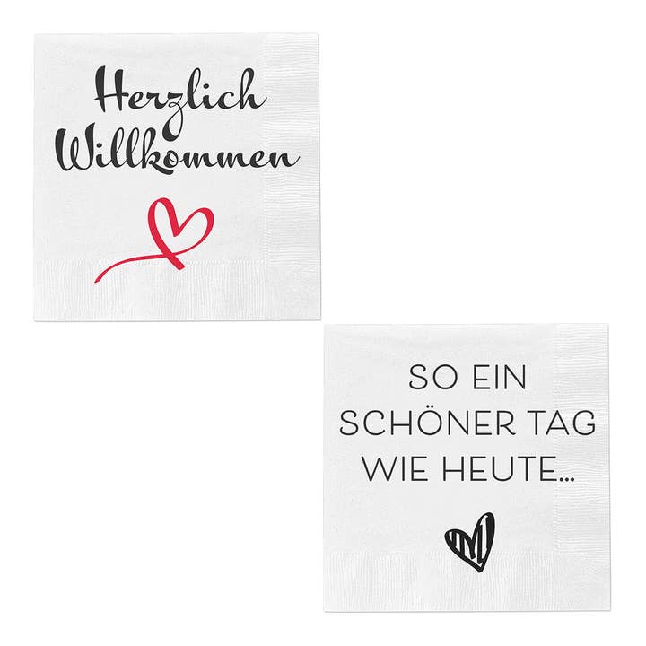 Wurm - Wholesale Dinner & Cloth Napkin - Napkins 20-pack with sayings made of paper/cardboard White 2-ply, (W/H) 33x33cm