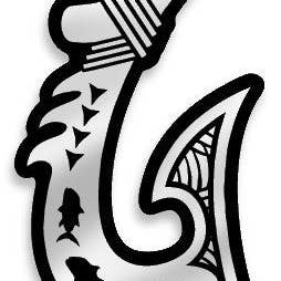 Chrome Fishhook decal for wholesale by nalu blue