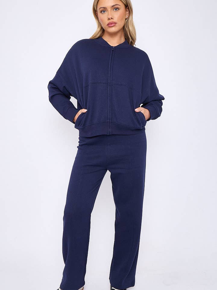 AX Labels - Wholesale Top & Pant Set (NOT Loungewear) - Women's - Oversized Bomber Style Fleece Zipper Co-ord68