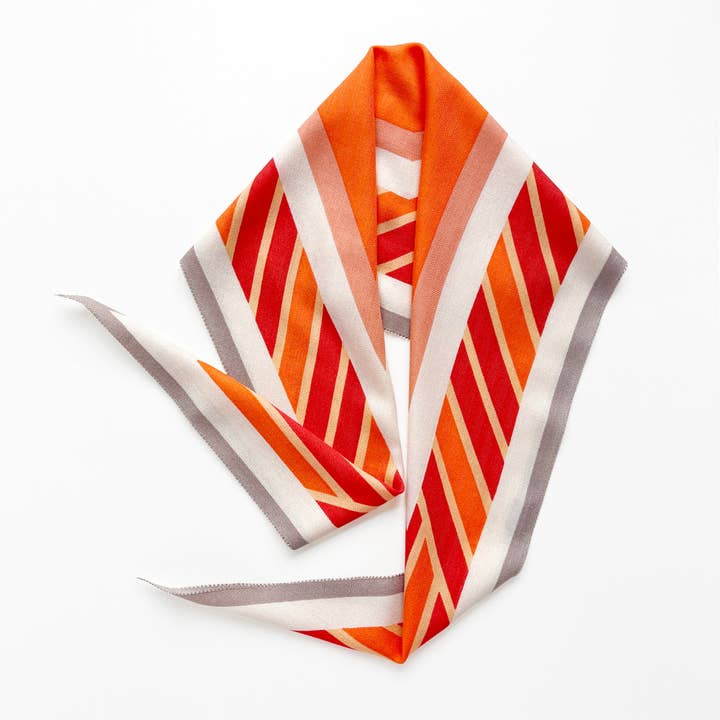 Geometric Silk Cashmere Scarf – Orange & Red Women’s Neck Scarf for wholesale by LuluLane