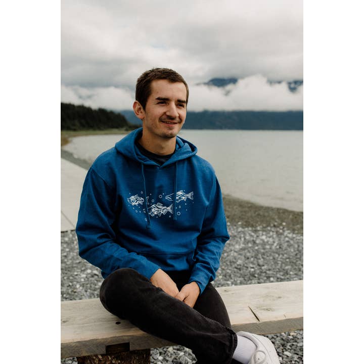 Men Royal Blue Salmon Pullover for wholesale by Alaska Creations