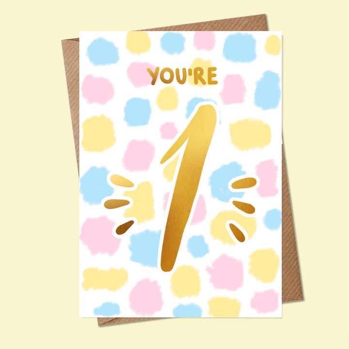 You're One - Early Years Age Birthday Card - Gold Foil - A6 for wholesale by MarcoLooks