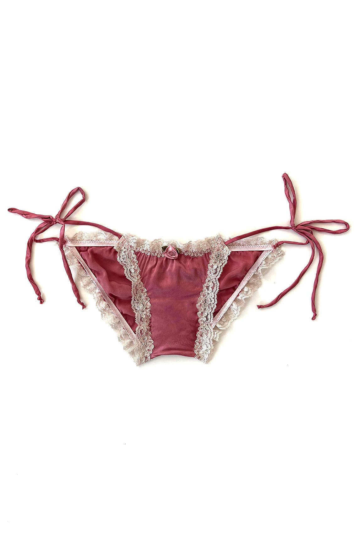 Clare Bare - Wholesale Underwear - Women's - Sonnet Tie Panty in Rose Silk Charmeuse2