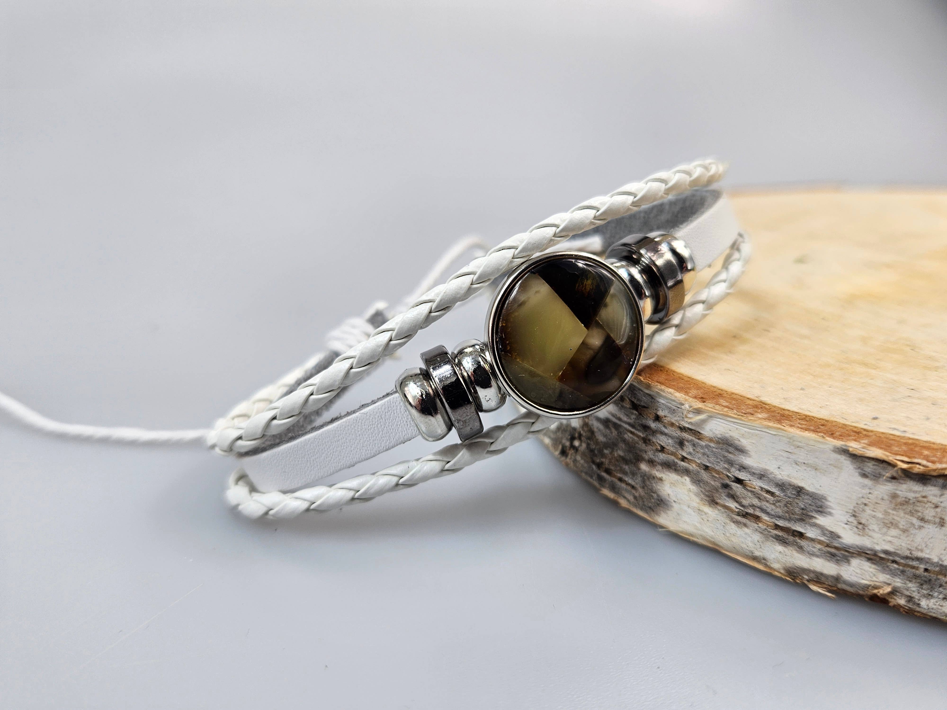 AmberLithuania - Wholesale Beaded Bracelet - Eco Leather and Baltic Amber adjustable bracelet for him her6