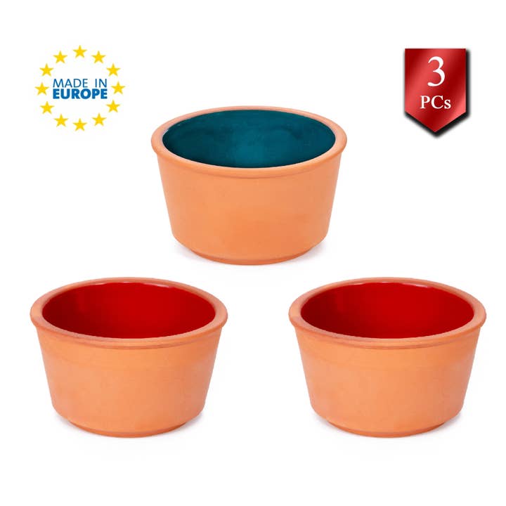 Hakan - Wholesale Serve Bowl - Colorful Terra Cotta Earthen Mud Clay Serving Bowl Set of 3