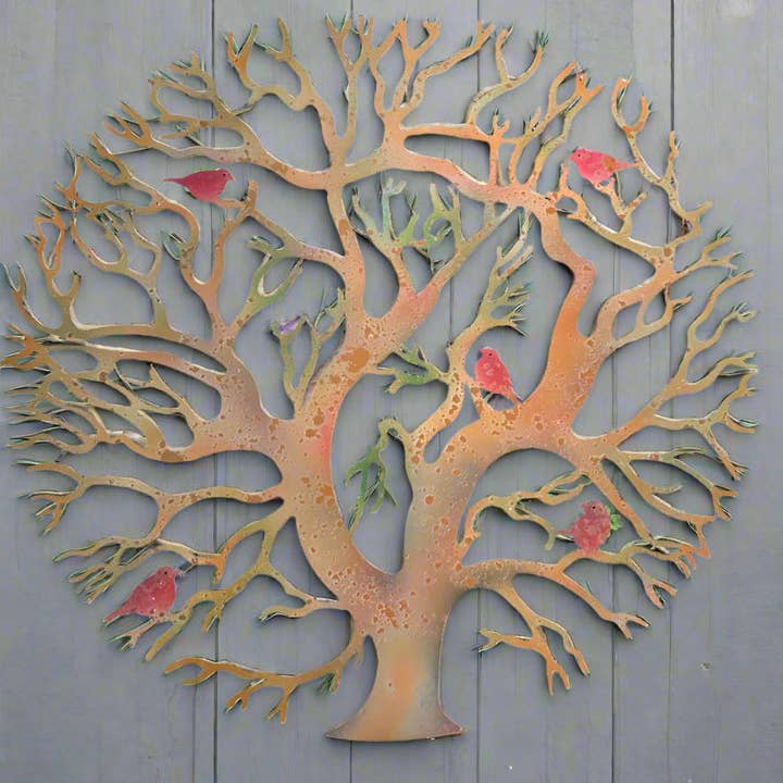 Marissa's Gifts - Wholesale Wall Accent - Tree of life bronze with peeling colourful effect wall art for outdoors and indoors 60cm