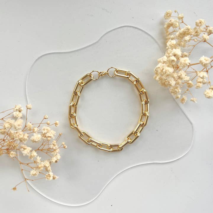 Gold Chunky Paperclip Chain Bracelet for wholesale by Rossie Jewellery