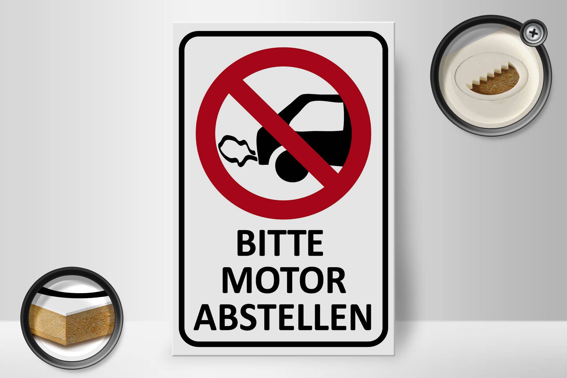 Femer - Wholesale Sign - Wooden sign note 20x30cm Please turn off the engine1