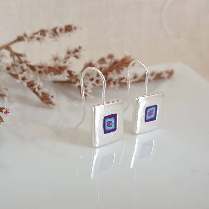 PASTACUITA – Engroshandel Hængeøreringe og creoløreringe – „Millefiori“ firkantede krog øreringe. klassisk og grundlæggende11