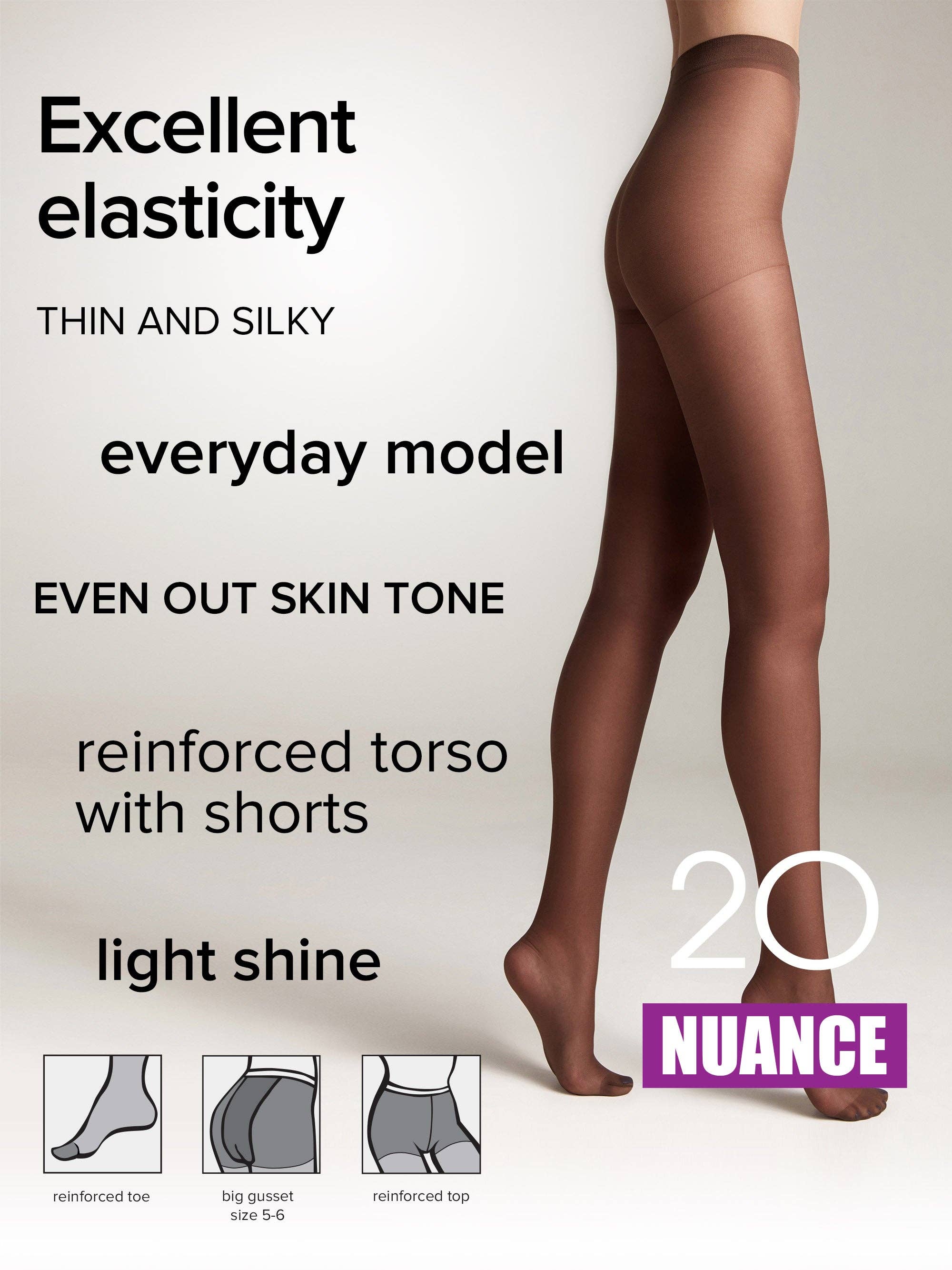 Conte Elegant – Engroshandel Tights - Dame – Strømpebukser Conte Nuance 20 Den - Forstærkede Shorts22