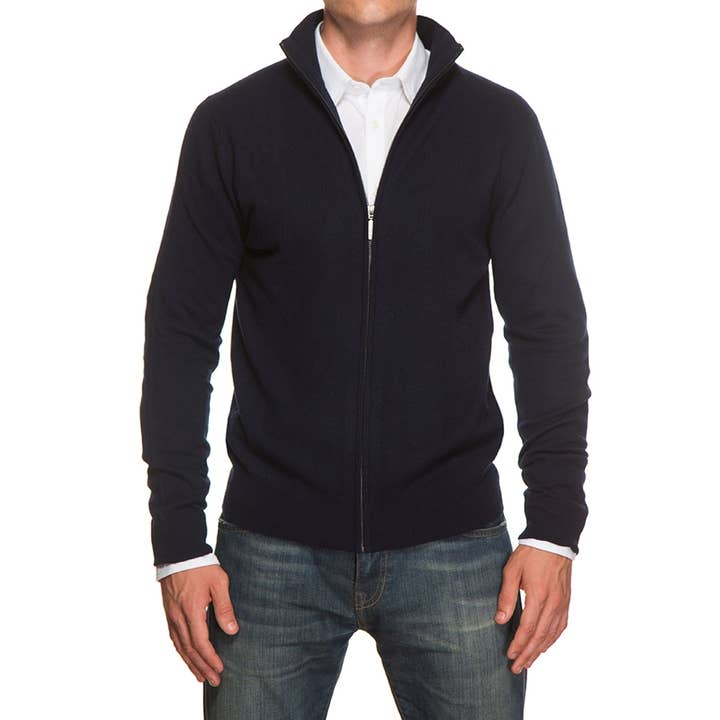 Navy Cashmere Full Zip for wholesale by Jeremy Argyle