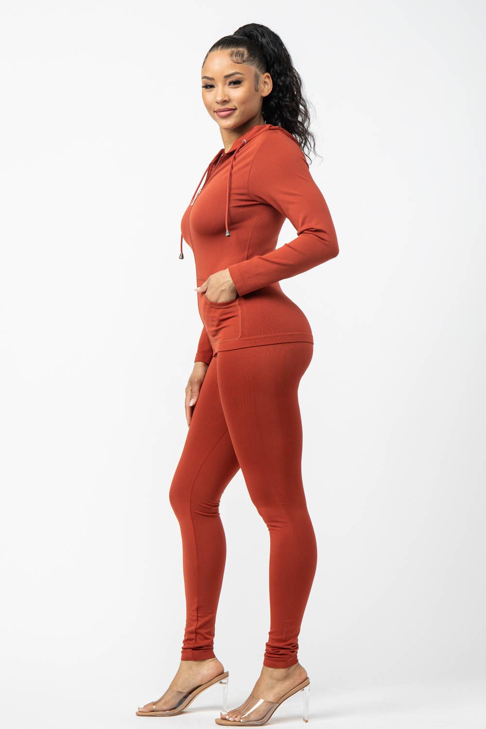 Julia by LoveJ - Wholesale Lounge Set - Women's - Seamless Zip Up Hoodie And Leggings Set16
