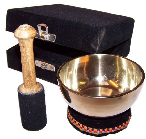 Ancient Wisdom - Wholesale Meditation Supplies - Brass Singing Bowl Gift Set - 9cm0