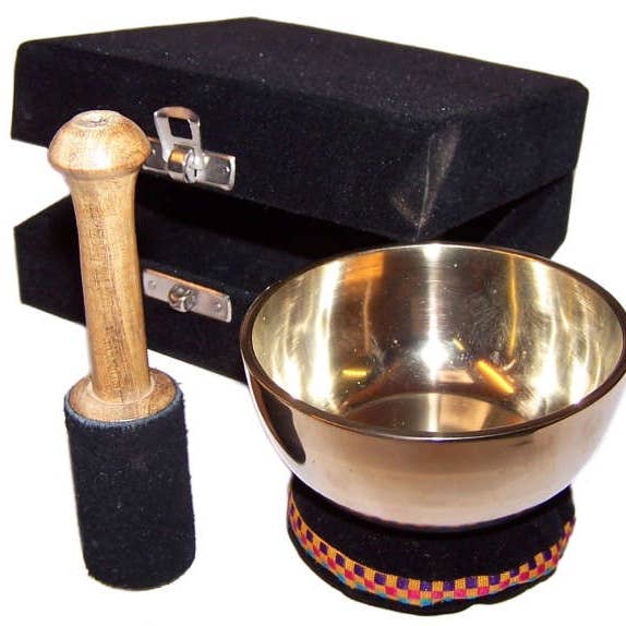 Ancient Wisdom - Wholesale Meditation Supplies - Brass Singing Bowl Gift Set - 9cm