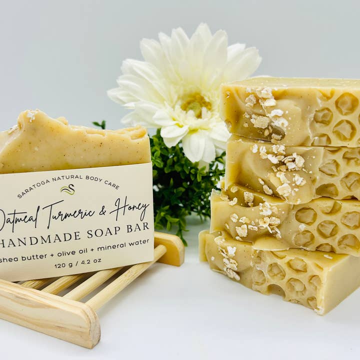 SARATOGA NATURAL BODY CARE LLC - Wholesale Bar Soap - Oatmeal Turmeric & Honey Handmade Soap Bar VEGAN