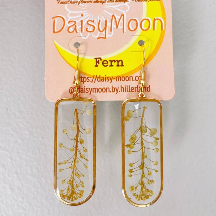 Boucles d'oreilles en fougère pressée pour la vente par Daisy Moon by Hillerland