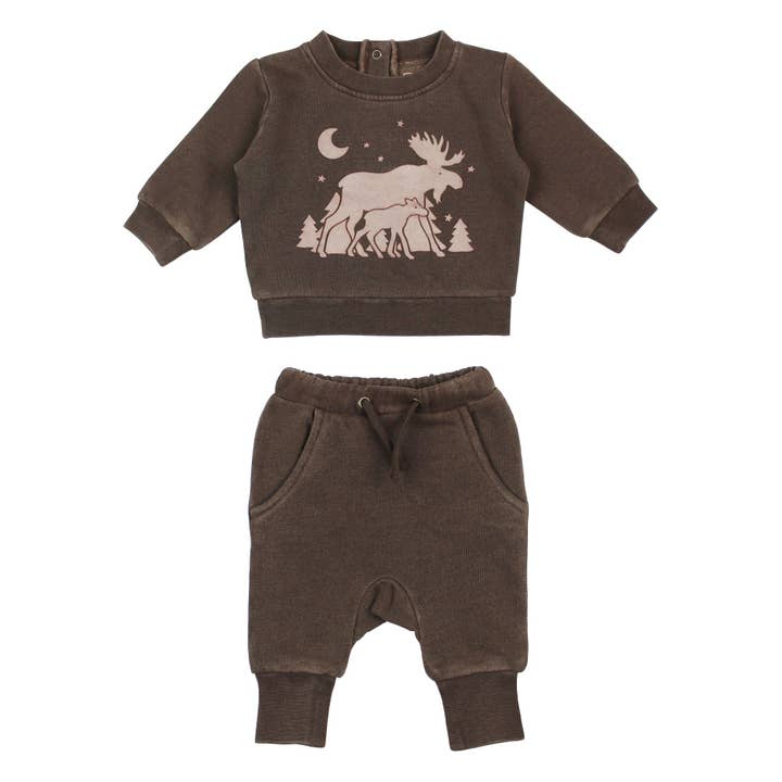 Bark Moose | Set Felpa Grafica Organica Accogliente & Jogger per la vendita all'ingrosso da parte di L'ovedbaby