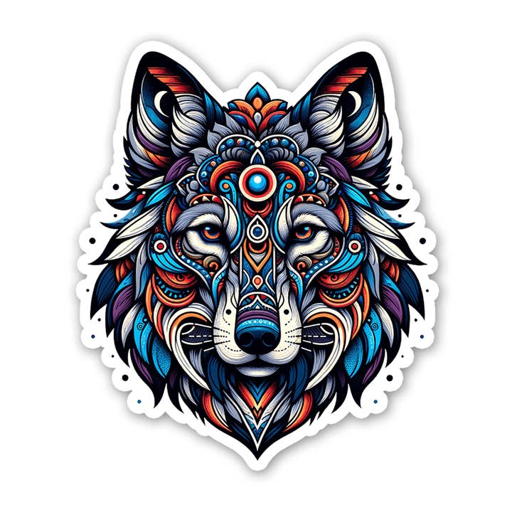 Autocollant Loup à Motifs pour la vente par Sticker Atlas