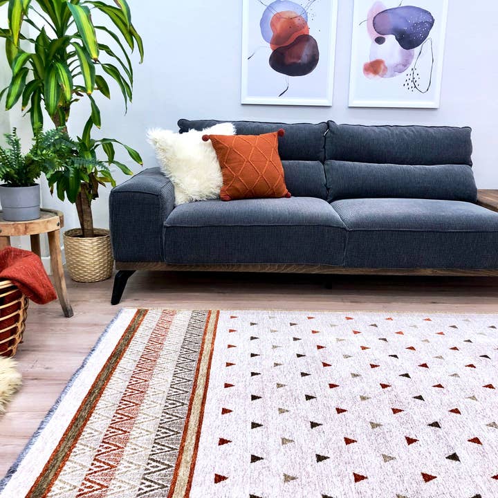 Alfa Rich Inc - Vente Tapis - Tapis triangulaires en terre cuite beige