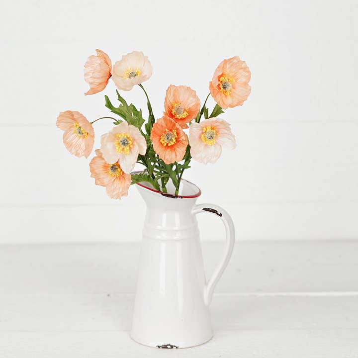 Holiday Depot Inc. - Wholesale Artificial Flowers - 35351- 16inL Wrinkle Poppy Bush-Peach-
