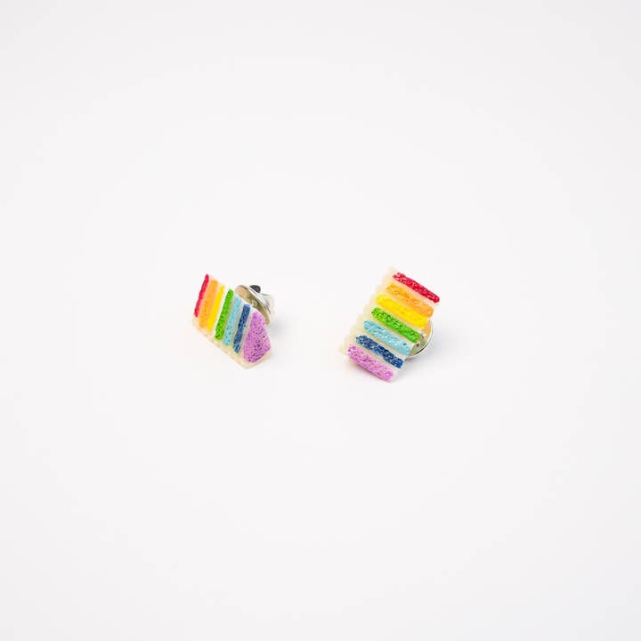 Mini Story Co - Wholesale Lapel Pin/Button - Rainbow Cake Pin | Rainbow Cake Slice Brooch | Pride Flag Rainbow Cake Accessories | LGBTQA+ Pins | Miniature Cake Pin8