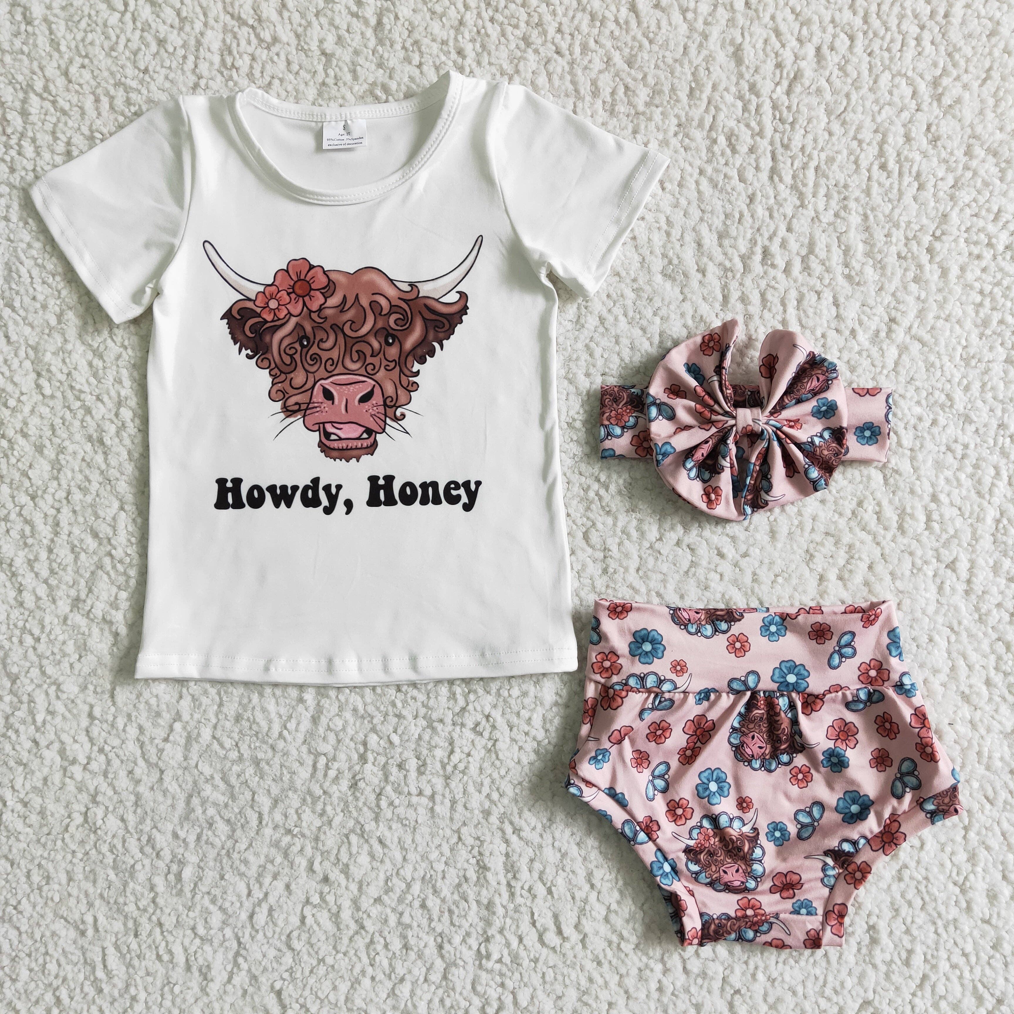 Baby Bloomers Outfit Home Grown Baby Girl Bummies and Bow Farm Baby High Waisted Shorts And Bodysuit Cow Print Baby Bummies Set