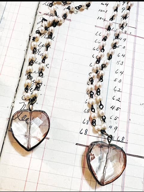 Vintage Bliss - Wholesale Pendant/Charm Necklace - Soldered Mini Glass Heart Beaded Chain Necklace 1