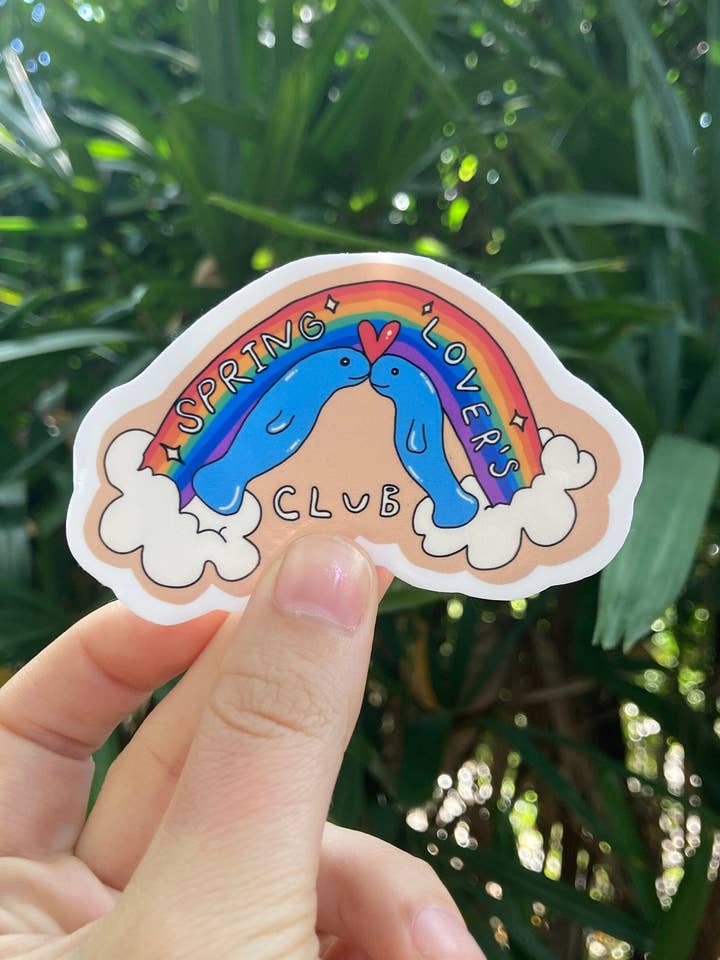 Spring Lover's Club | Manatee Sticker | Waterproof Vinyl Sticker | Cute Stickers for Laptop for wholesale by Frankie Blue