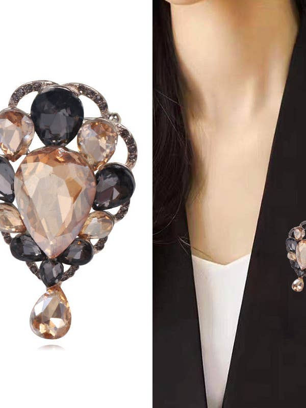 Teardrop Rhinestone Brooch PA4777 for wholesale by Ole