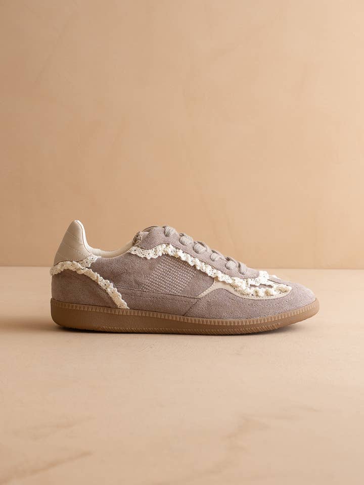 The April | Dark Grey Lace-Trimmed Retro Sneaker for wholesale by OASIS SOCIETY