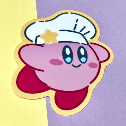 chef Baker Kirby Nintendo Vinyl Sticker for wholesale by The little birdee co