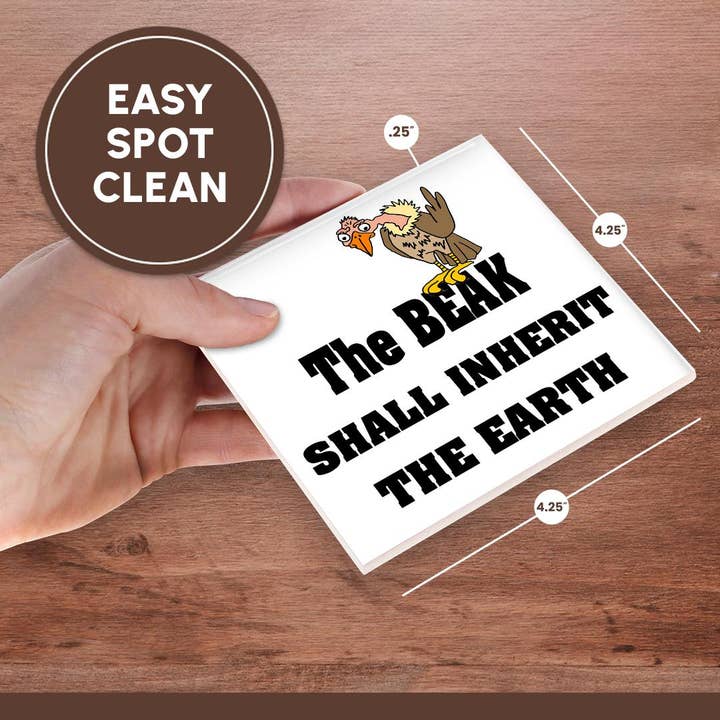 3dRose - Wholesale Coasters - 3dRose, Funny Cool The Beak Shall Inherit the Earth Buzzard Vulture Pun, Coaster6