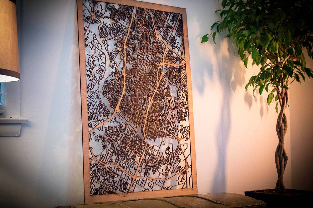 One Man One Garage - Wholesale Wall Accent - City Maps, Large 24x36" Perfect Housewarming Gift! Wooden Street Cutouts1
