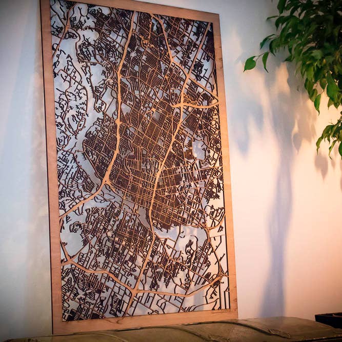 One Man One Garage - Wholesale Wall Accent - City Maps, Large 24x36" Perfect Housewarming Gift! Wooden Street Cutouts1