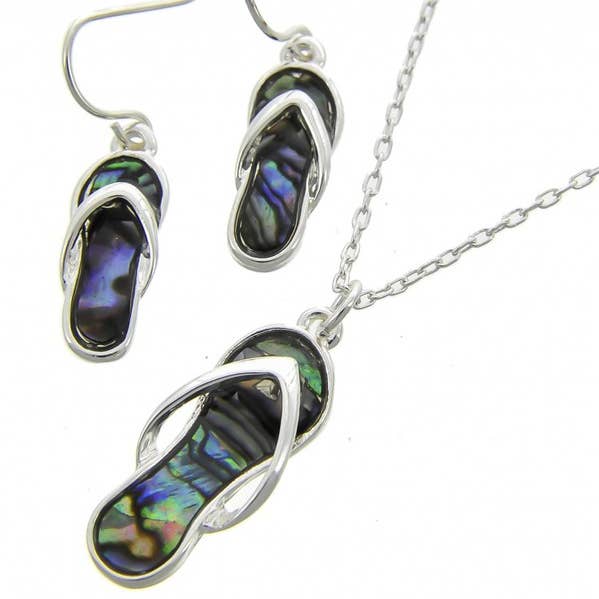 0011 PREMIERE - Wholesale Jewellery set - FR2875 Abalone Flip Flop Necklace Set0