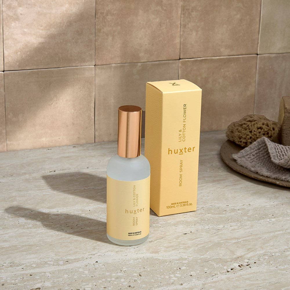Huxter - Wholesale Kamer- en linnenspray - Kamerspray - 100ml in doos - Lelie & Katoenbloem - Geel2