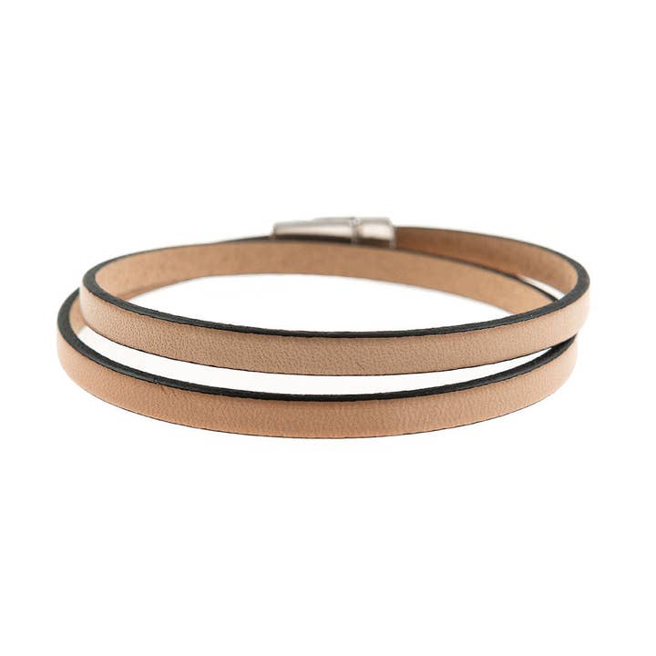 Doppelstrang-Lederwickelarmband für den Großhandel von Carrie Elspeth Jewellery