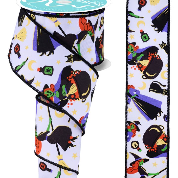 2.5"X10Yd Vintage Witch White/Blk/Lave/Orn RGF197727 for wholesale by DecoExchange