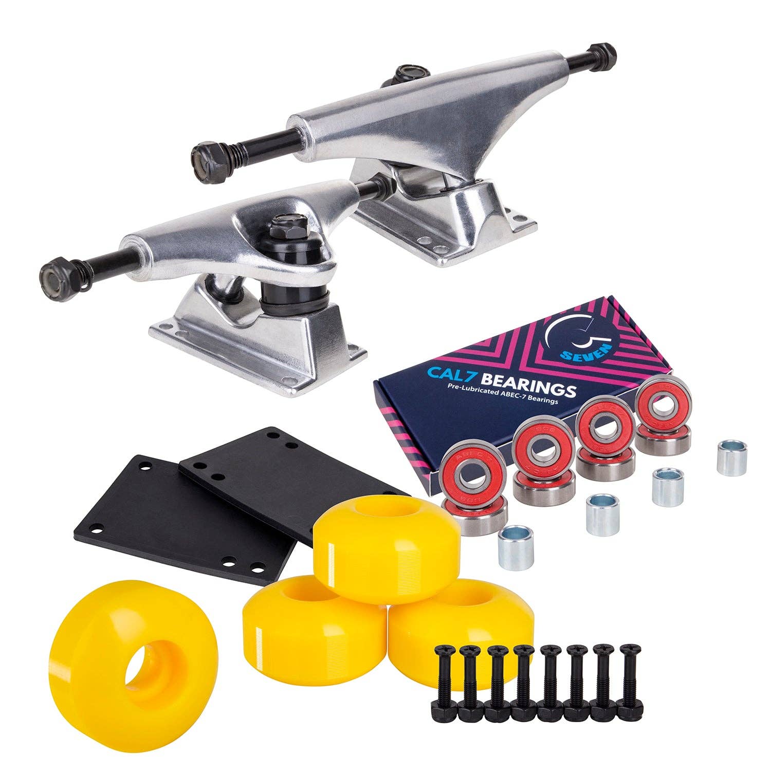 Cal 7 - Wholesale Sporting Accessories - Skateboard Setup Combo | Silver Trucks & 99A Wheels0
