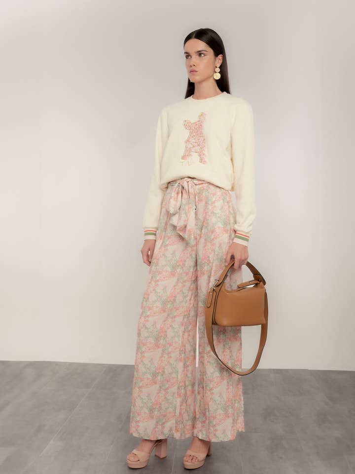 Soepele broek met wijde pijpen en Tula-print voor wholesale door Dolores Promesas