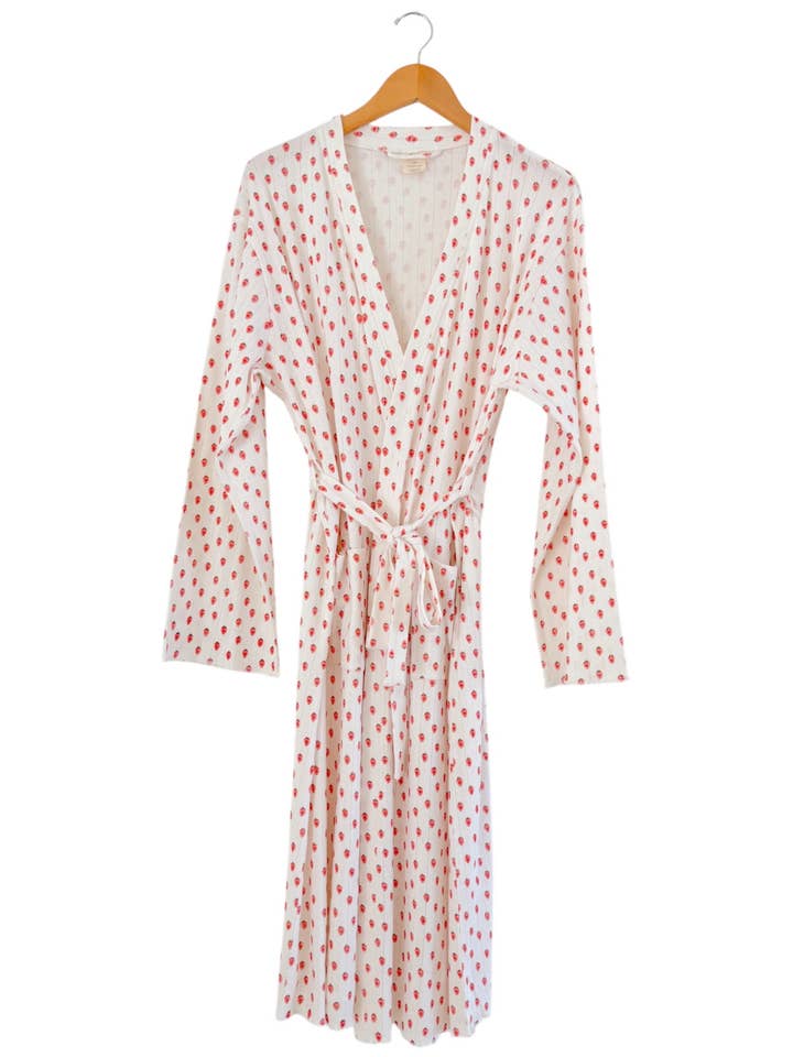 White Strawberry / Organic Pointelle Women's Robe for wholesale by SIIX Collection