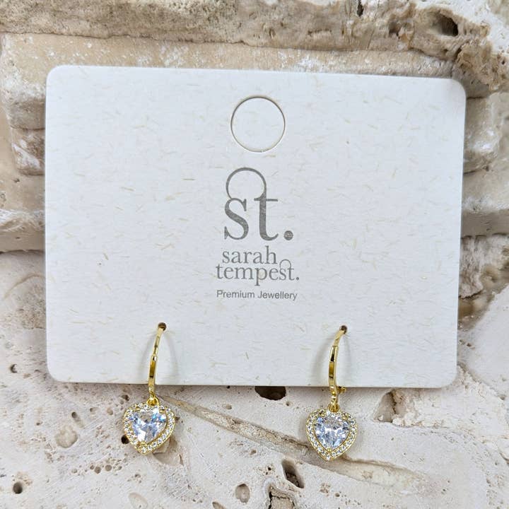 Tempest Designs - Wholesale Dangle earrings - Little CZ heart drop on hoop earring1