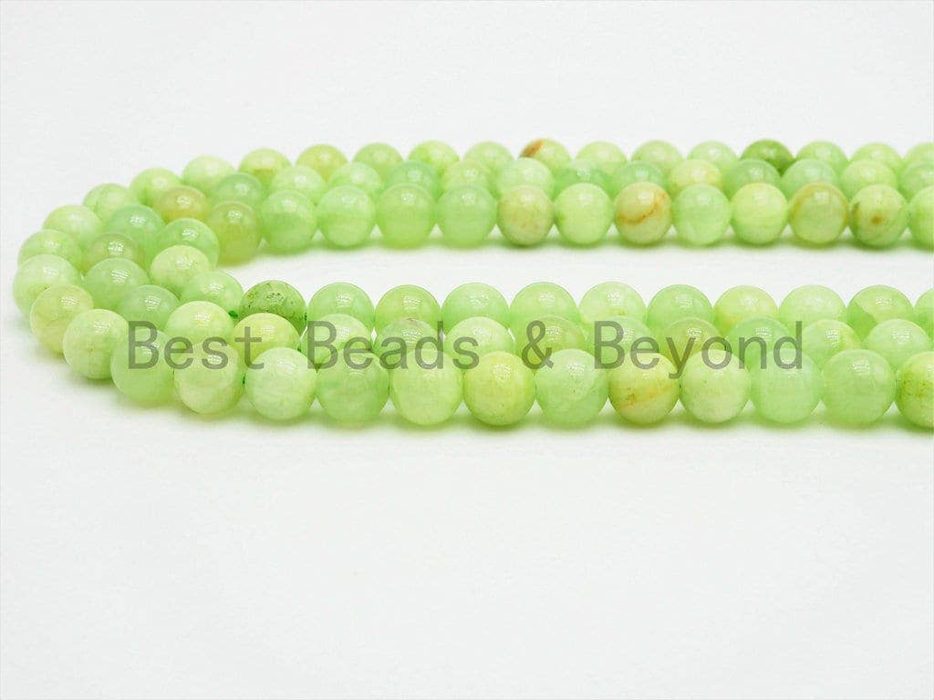 BestBeads&Beyond - Vente Perle - Perles rondes lisses en jade vert citron de haute qualité, 4 mm/6 mm/8 mm/10 mm/12 mm, perles de pierres précieuses vertes, brin de 15,5 pouces, SKU #U3414