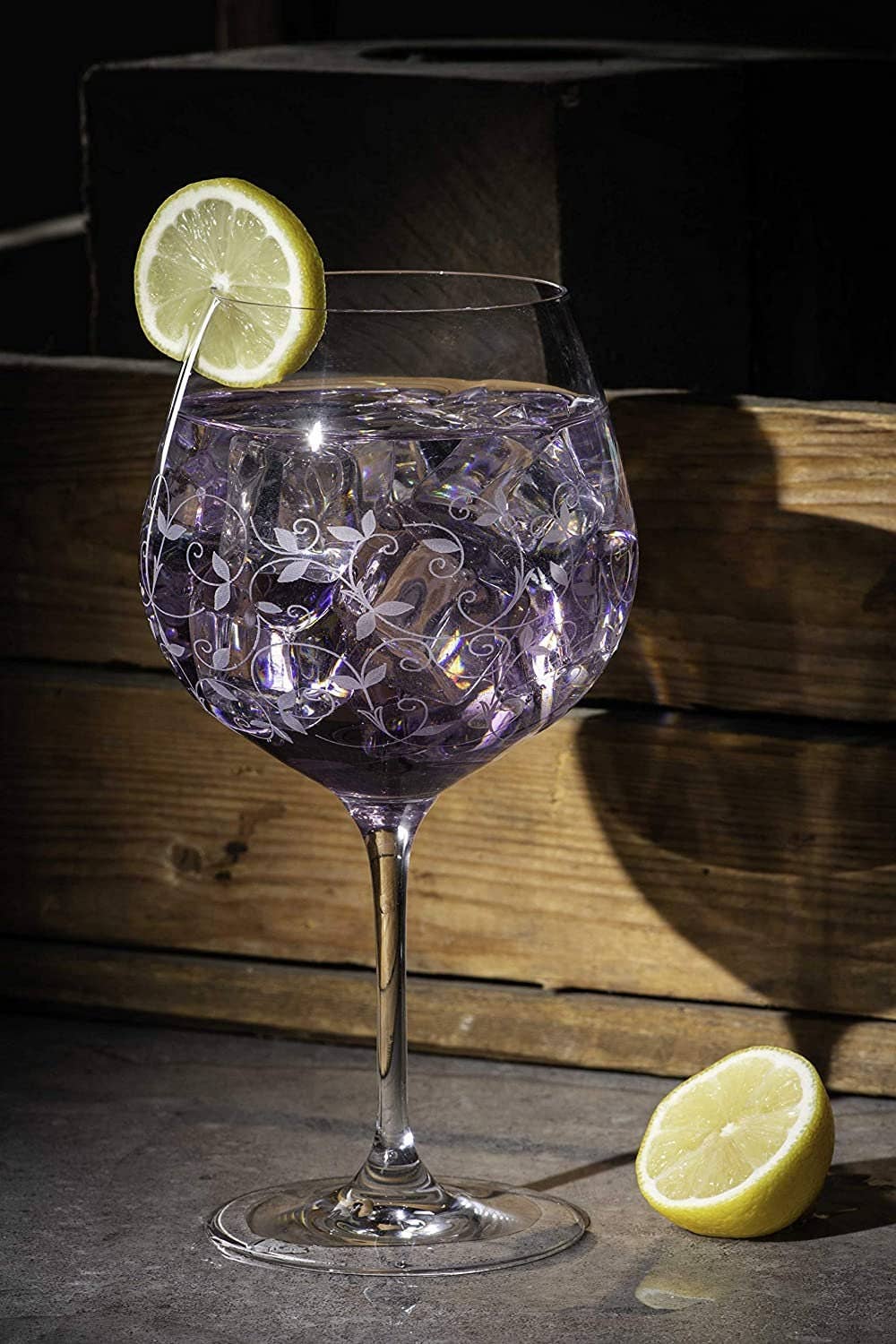 DIAMANTE - Wholesale Cocktail/Liquor Glass - Diamante Crystal Gin Copa Glass Pair - 'floral' Collection3