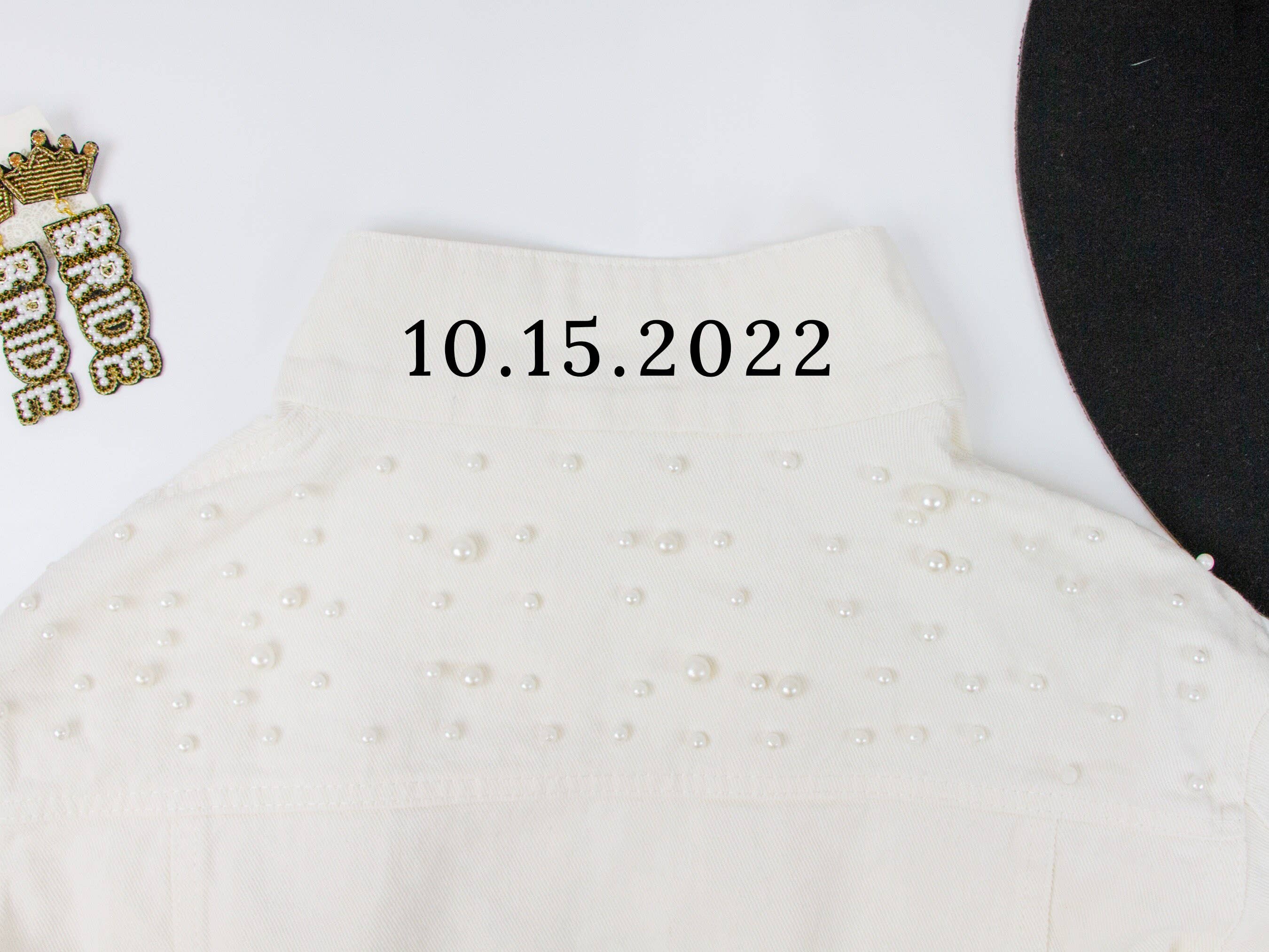 GiftsbyPR - Wholesale Denim Jacket - Women's - White Bride Pearl Denim Jacket, Custom Bride Denim Jacket3